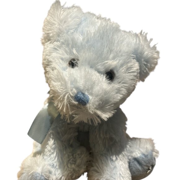 RUSS SHINING STARS Blue Bear Teddy Bear with Blue Bow 8" Sitting Plush - Picture 1 of 8